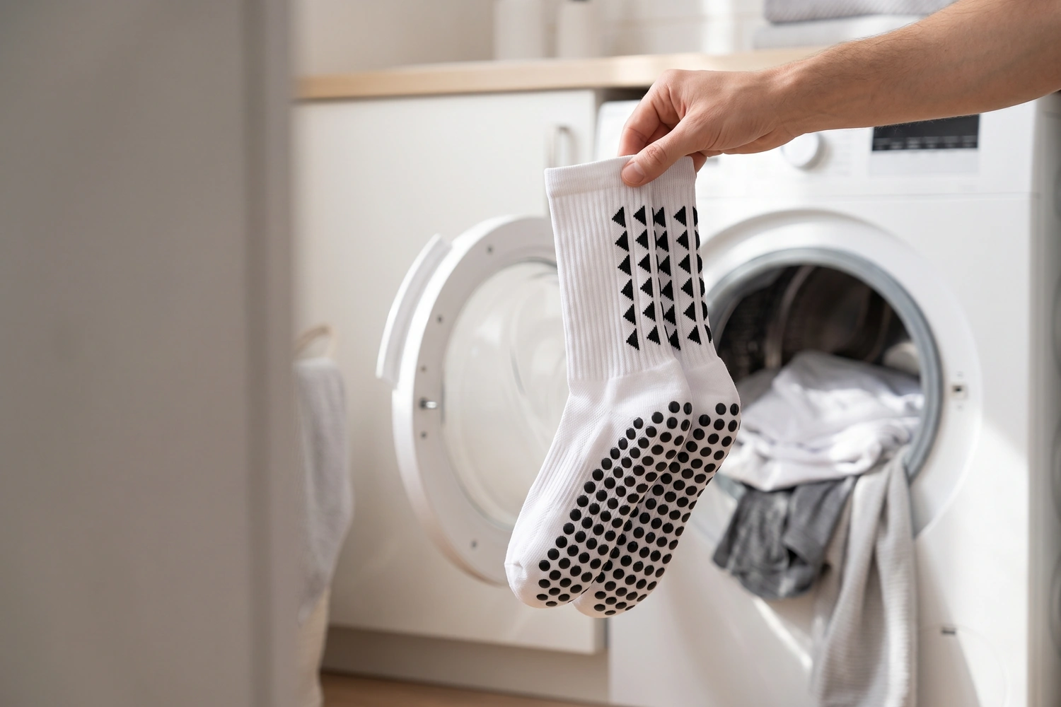 Chaussettes Grip Pro sortant de la machine à laver